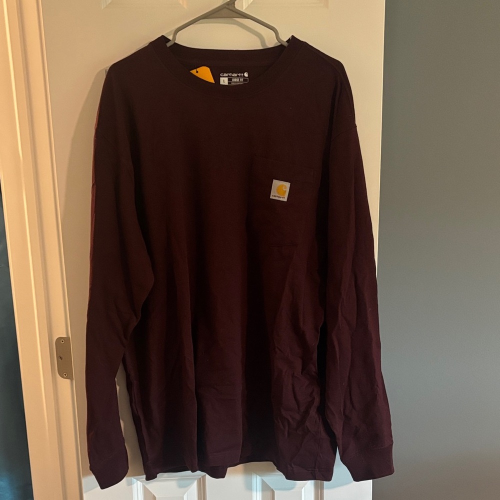 Carhartt Men's Burgundy Long Sleeve Tee